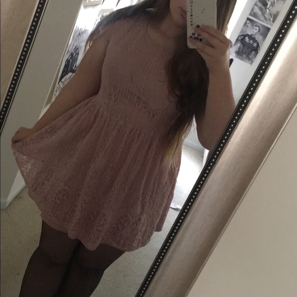 Forever 21 Blush Lace Corset Back Dress